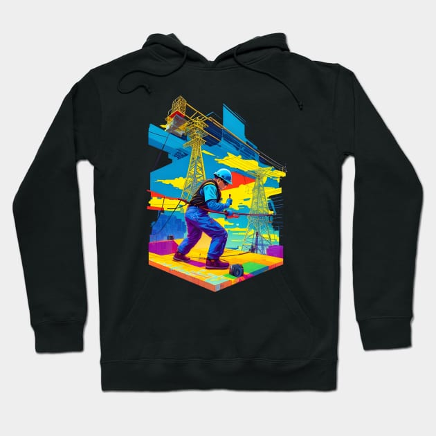 Colorful Lineman Design Hoodie by emeka